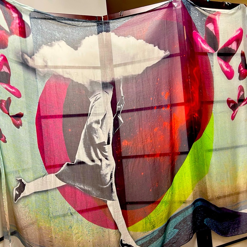 Front row, almost bedsheet size, umbrella, lady and lips by Santos from Portugal